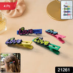 Single decorative hair clip with trendy text design detail