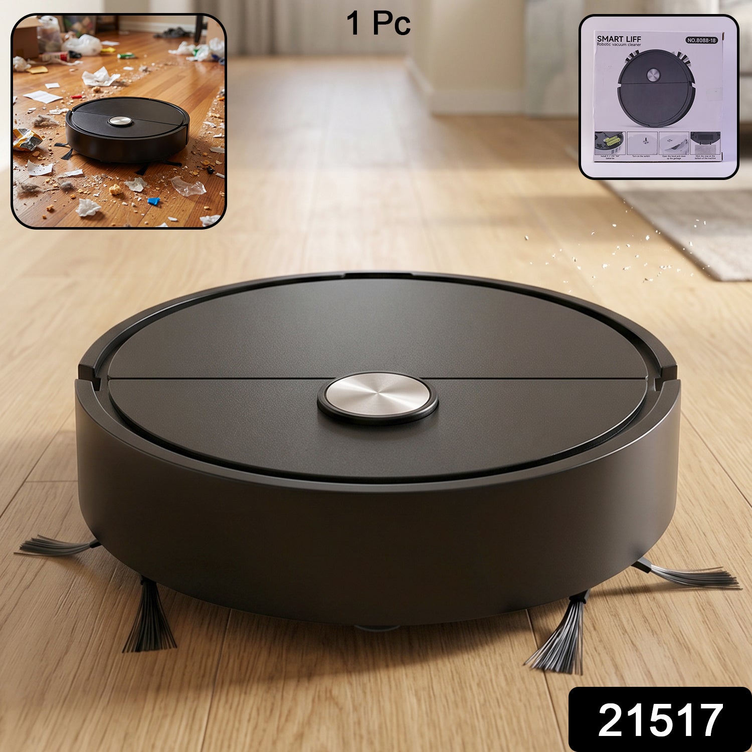 Compact automatic floor cleaning robot for home and office use