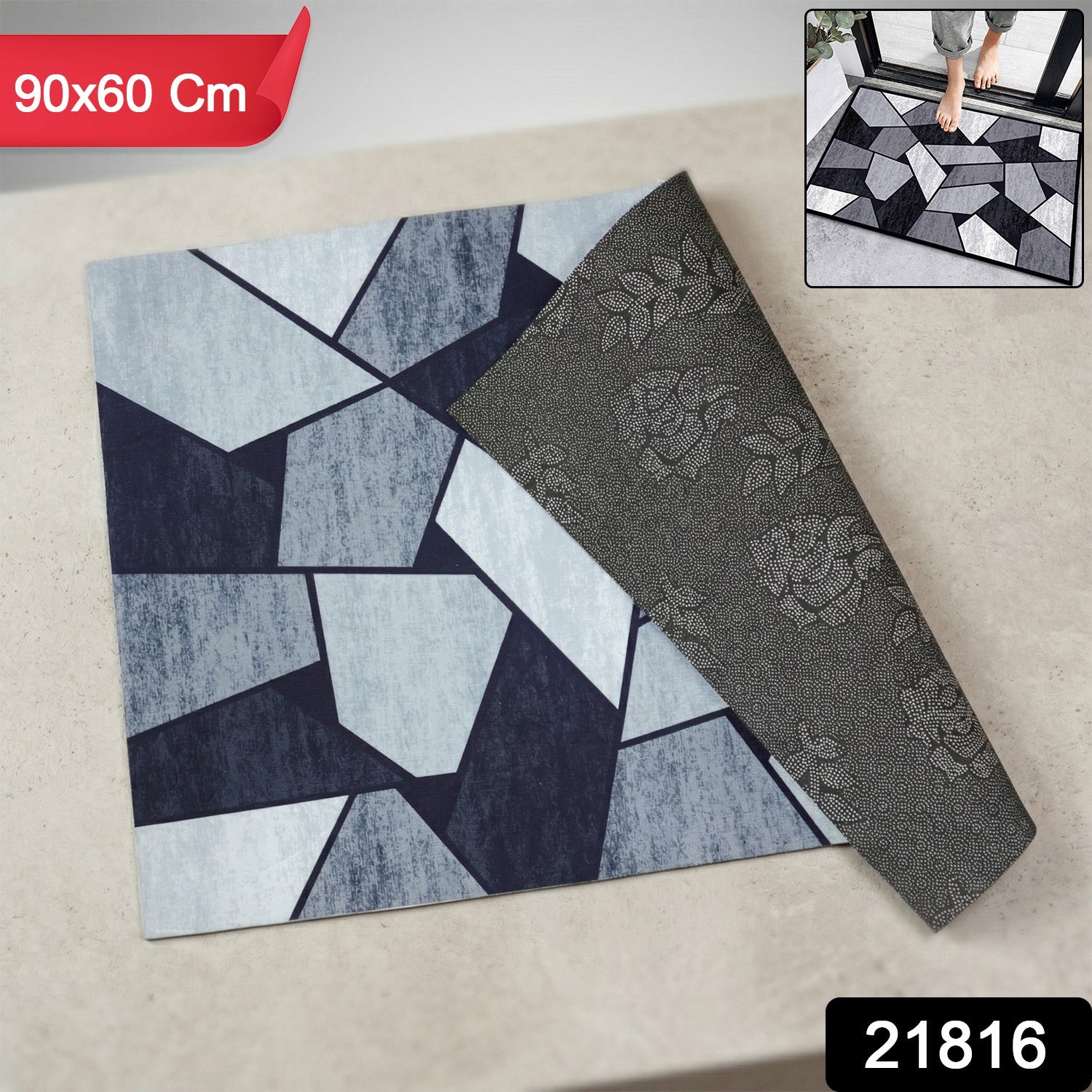 Modern geometric design floor mat for entrance and indoor use