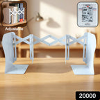Close-up of iron adjustable book holder on desk