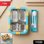 3 compartment stainless steel lunch box with leak-proof seal