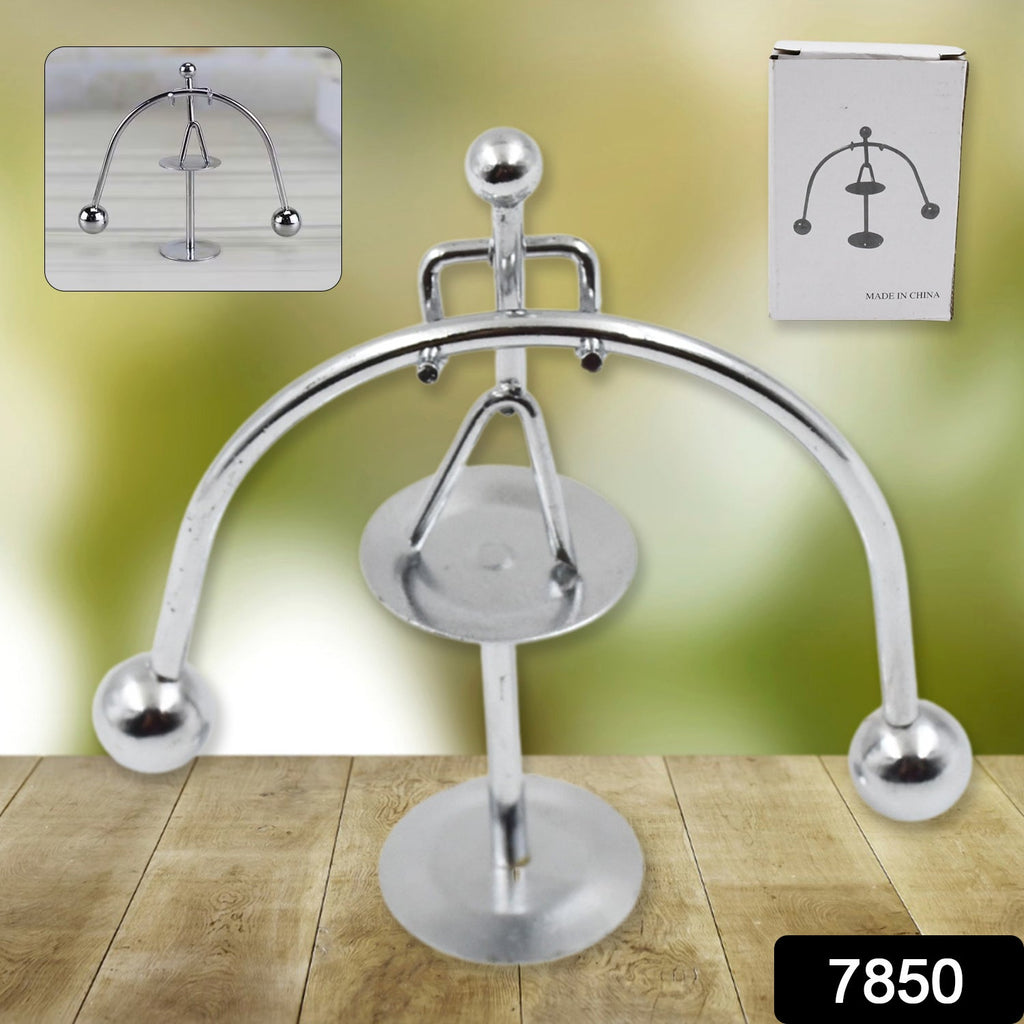 Close-up of the Mini Steel Balance Toy, showcasing its intricate design and base.