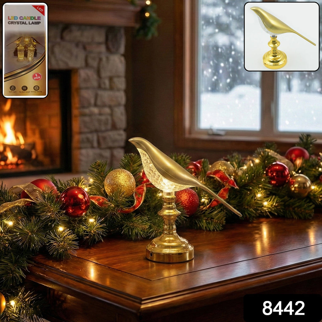 Detailed view of the illuminated Crystal LED Table Lamp, showcasing its soft glow.