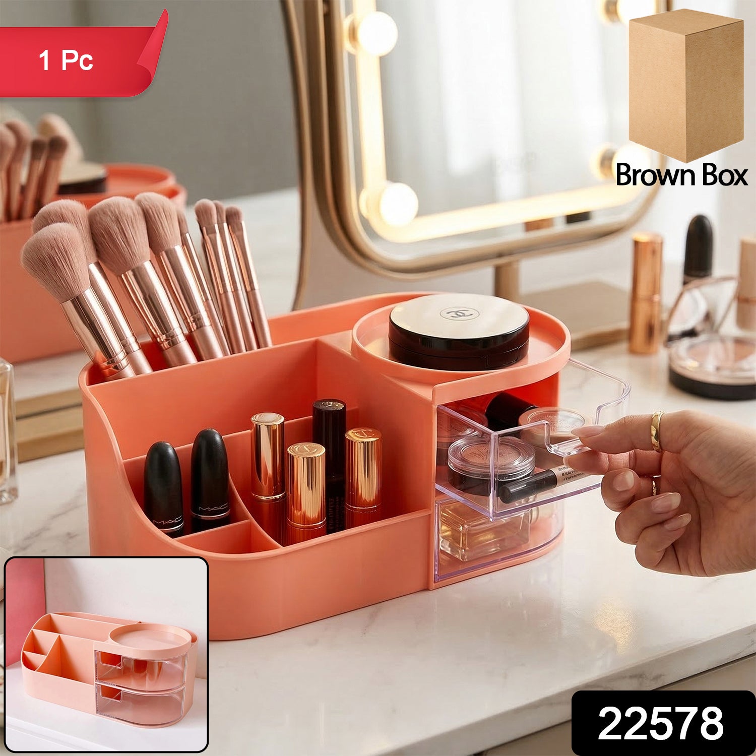 Makeup storage box with drawers and compartments for beauty essentials