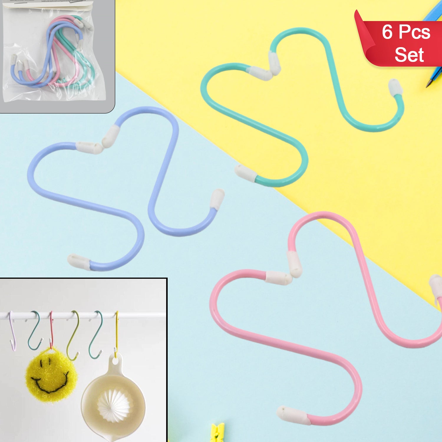 Close-up view of the durable metal S hooks, showcasing their smooth finish and robust design.