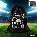 Sporty drawstring bag with soccer print, perfect for athletes.