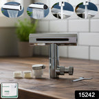 Close-up of the plastic shower head's anti-clogging nozzles for consistent flow.