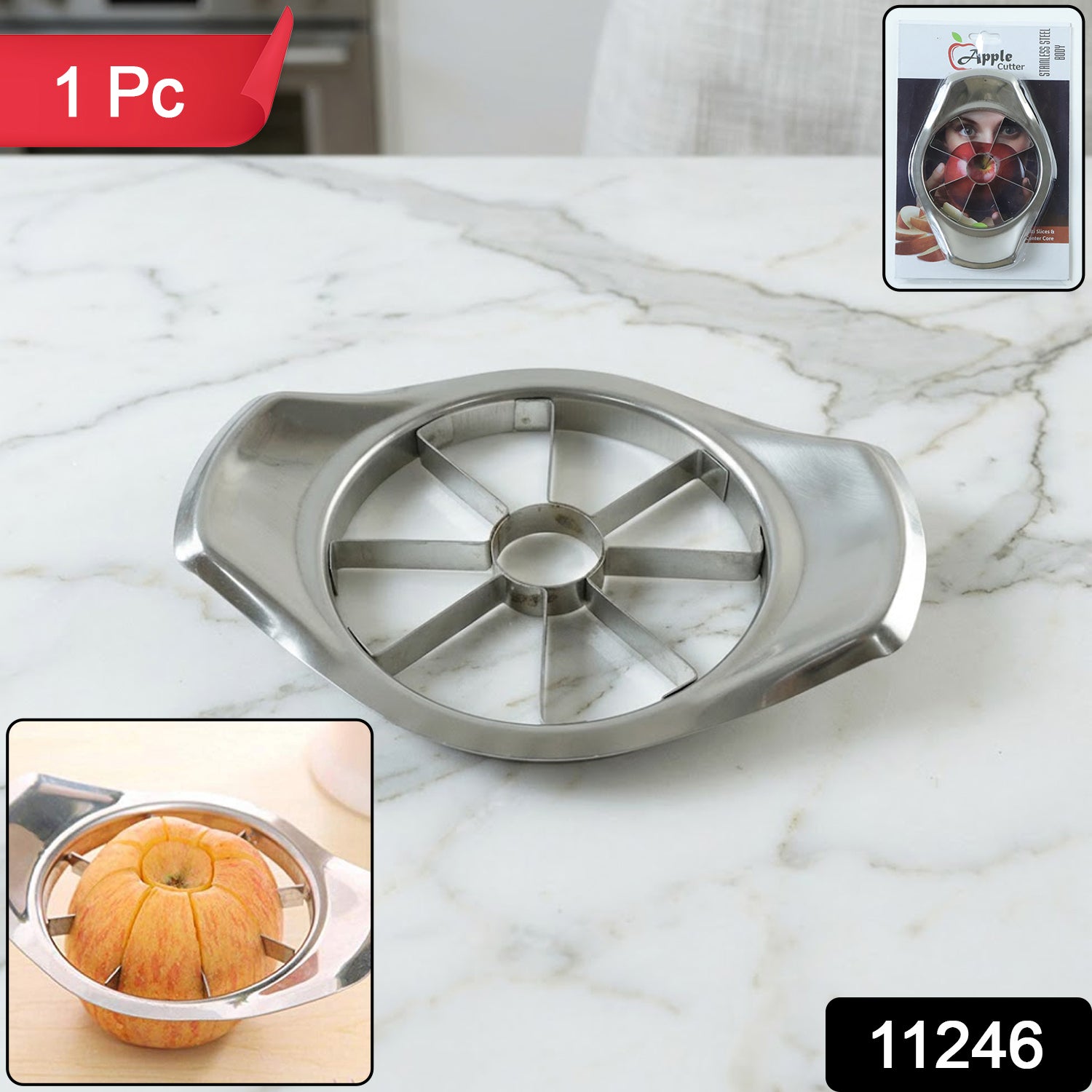 Apple slicer with core remover made of durable stainless steel