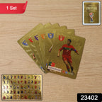 World football cards set with iconic players like Ronaldo and Messi