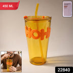 HOHO style glass drinking tumbler with leak-resistant lid and straw