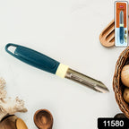 Apex stainless steel potato peeler showing serrated sharp blade and ergonomic handle