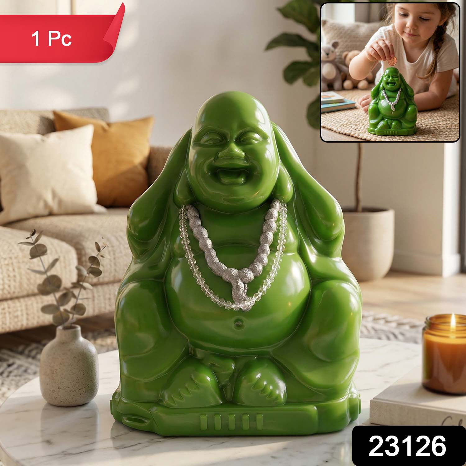 Decorative Laughing Buddha coin saving box for home or office