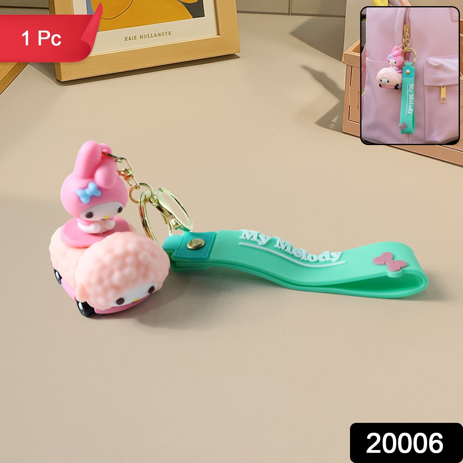 Colorful cartoon silicone keychain hanging as bag charm accessory