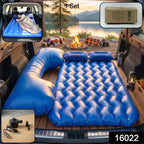 Portable car travel air mattress with integrated pump