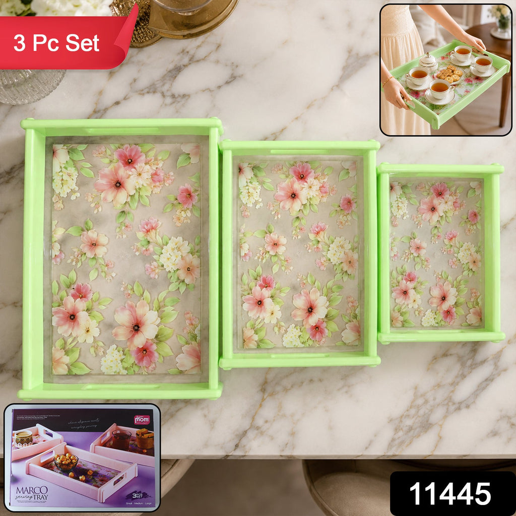 Elegant Floral Design Serving Tray for Tea and Snacks