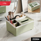 Plastic storage organizer with built-in tissue holder
