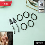 Hair styling kit with snap clips and rubber bands for all hair types