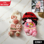 Woolen ear flap winter hat with adjustable tie for children