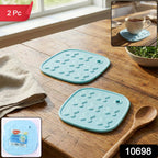 Pair of non-slip, heat-resistant silicone cup coasters and pot pads