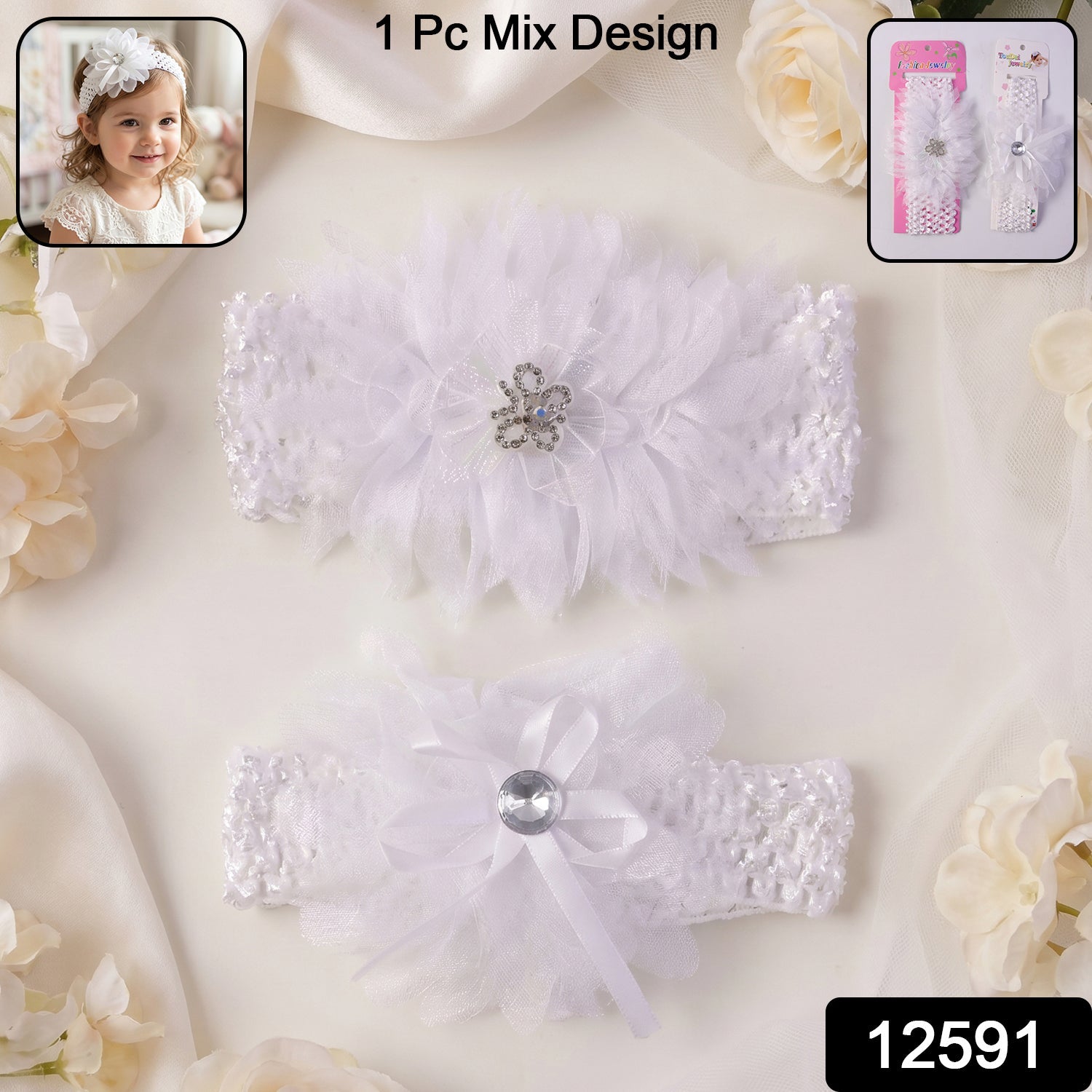 Elegant floral lace baby headband for kids