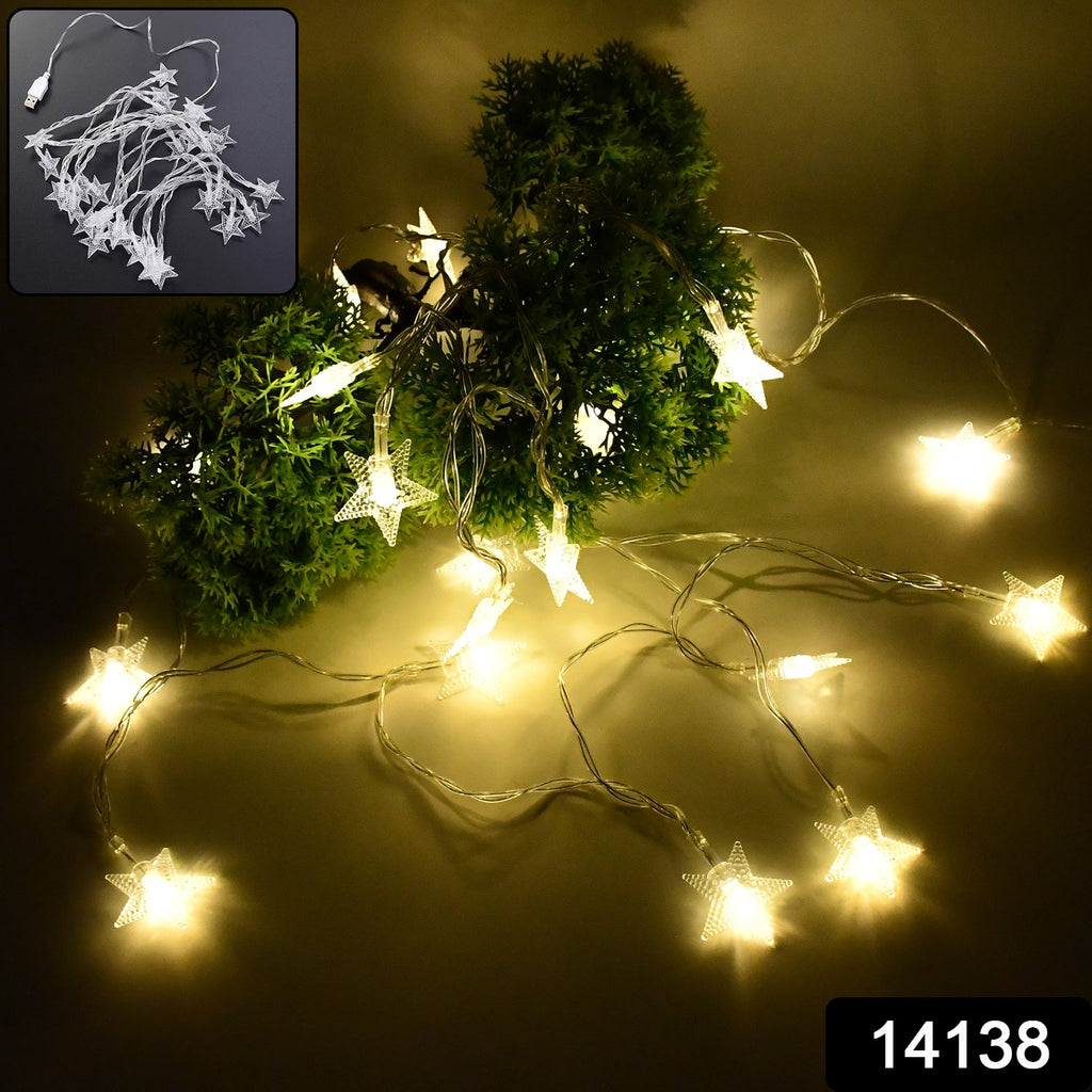 Star shaped LED decorative fairy lights powered by USB cable
