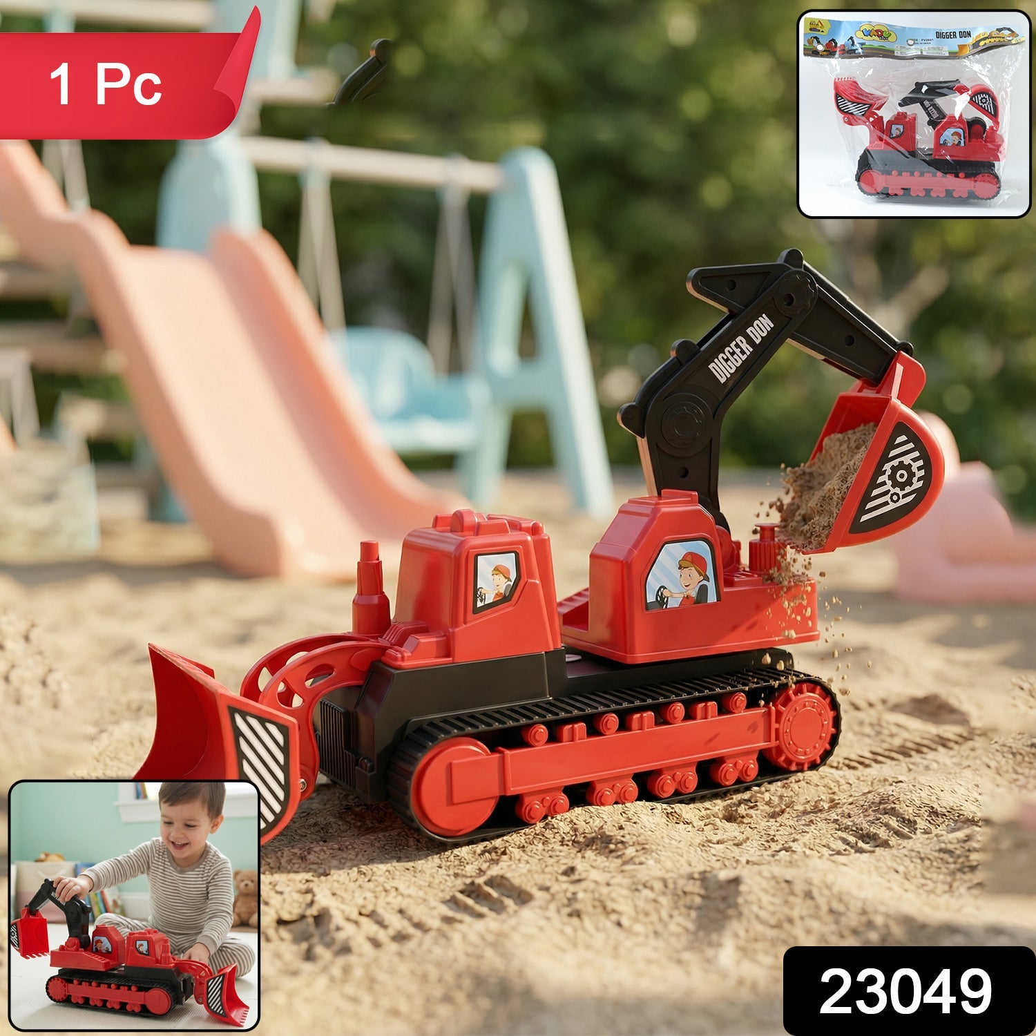 Kids digger construction toy with movable arm