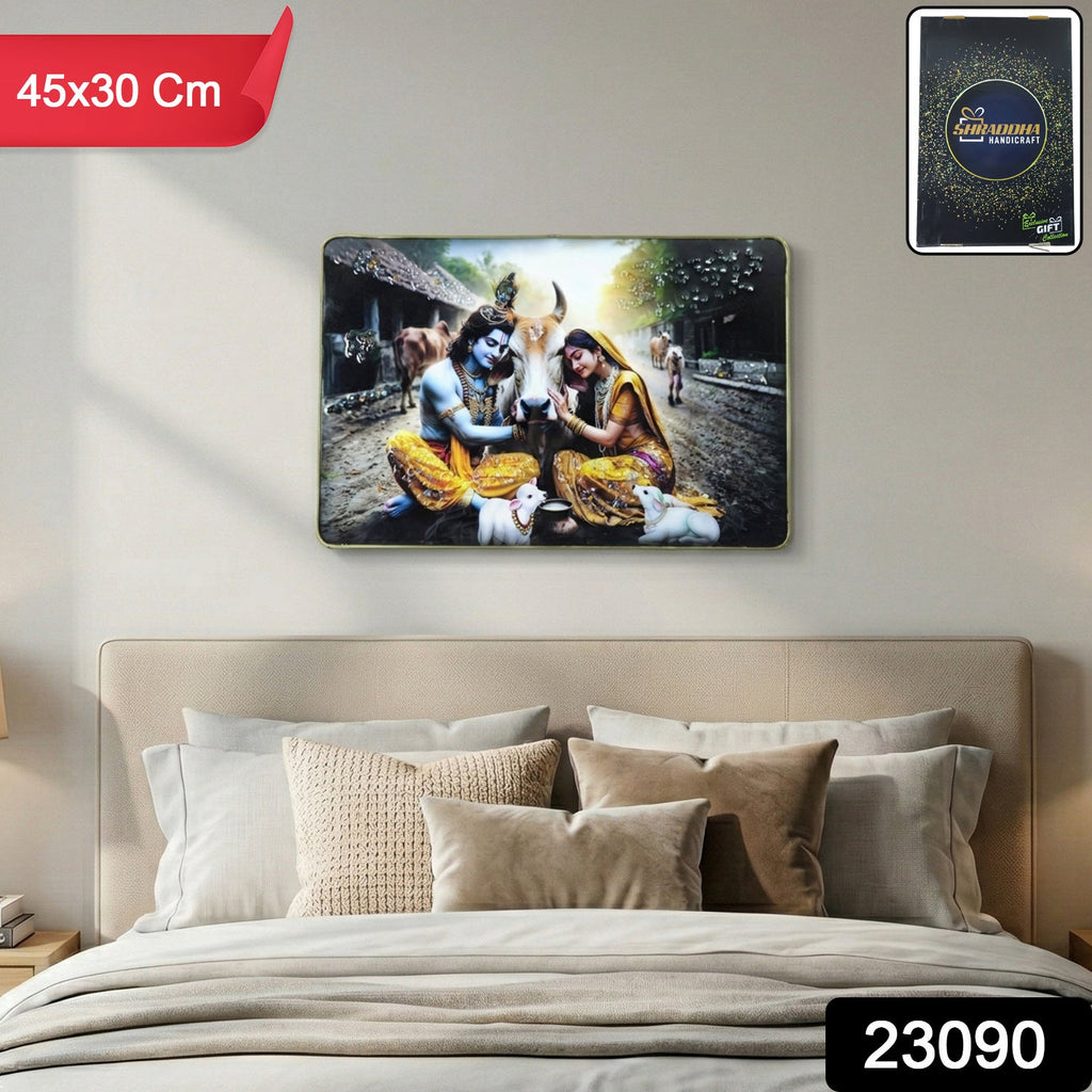 Elegant Radha Krishna wall frame for spiritual home décor