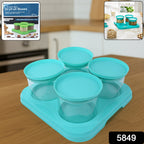 Close-up of the Organivo Mukhwas Dani Set, showing the four individual airtight containers and elegant tray.