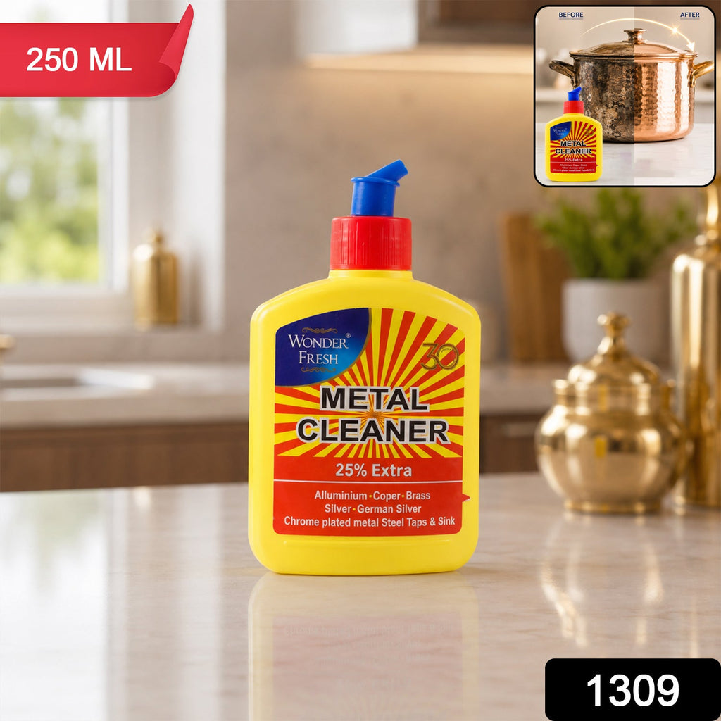 Detailed view of the Wonder Fresh Metal Cleaner 250ml product label.