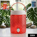 Close-up of the ergonomic handle on the leakproof plastic water jug.