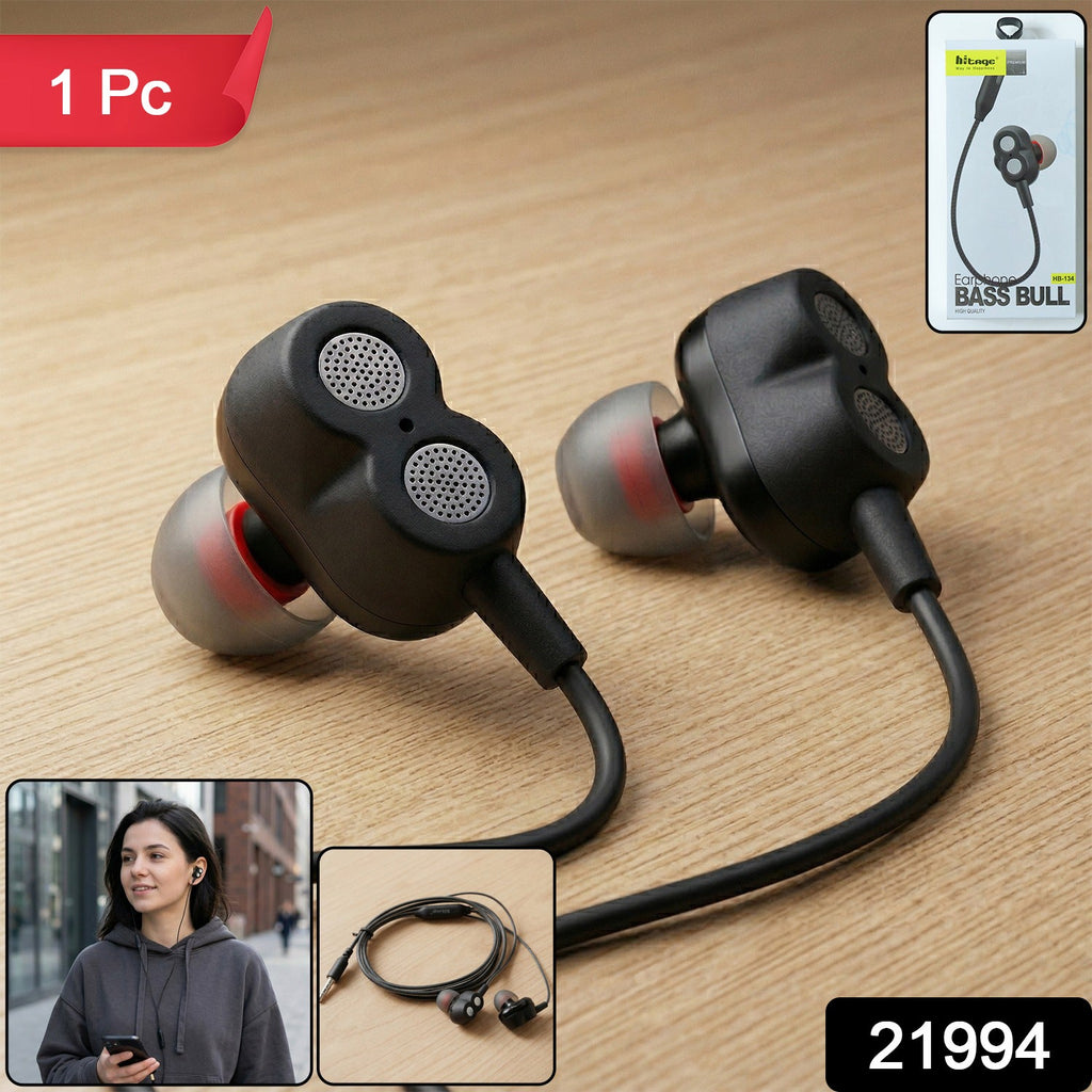 Wired earphones with deep bass audio quality and 3.5mm jack