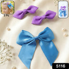 Close-up view of satin hair bow clips showing decorative ribbon bow style