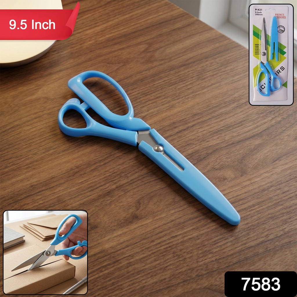 Close-up detail of the sharp, precision-ground stainless steel scissor blades.