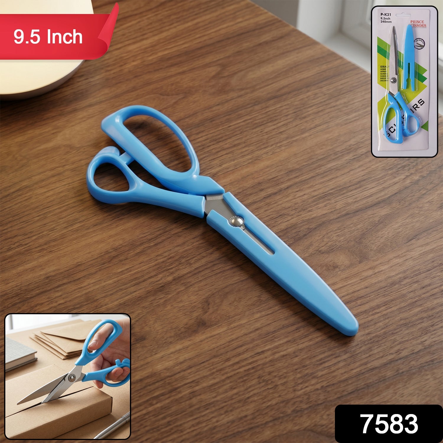 Close-up detail of the sharp, precision-ground stainless steel scissor blades.