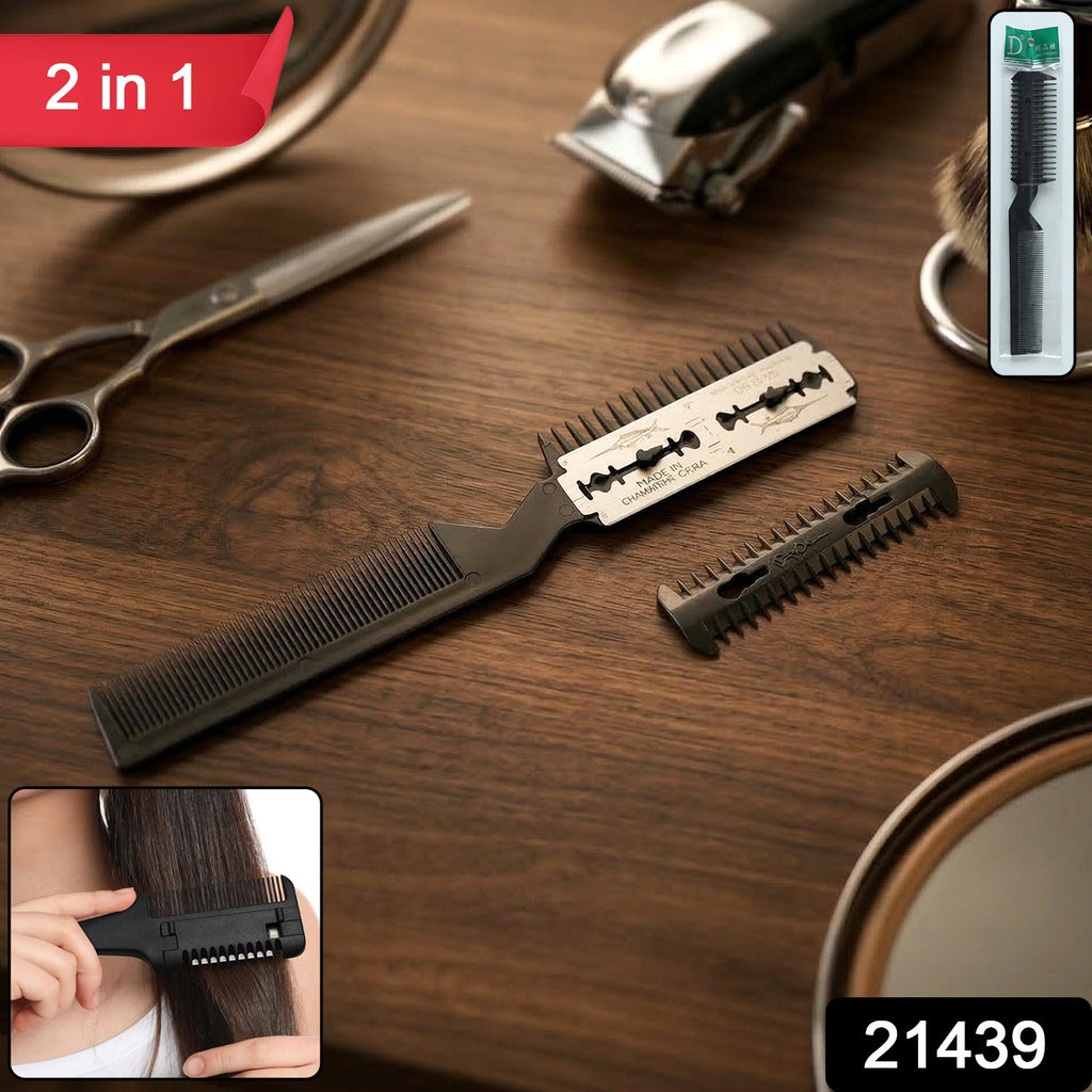 Hair cutting razor comb with stainless steel blade