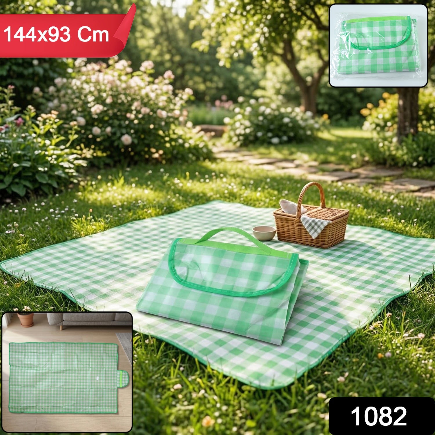 Portable waterproof picnic blanket for outdoor family outings