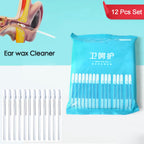 A 12-piece silicone ear wax cleaner kit with a portable storage box.
