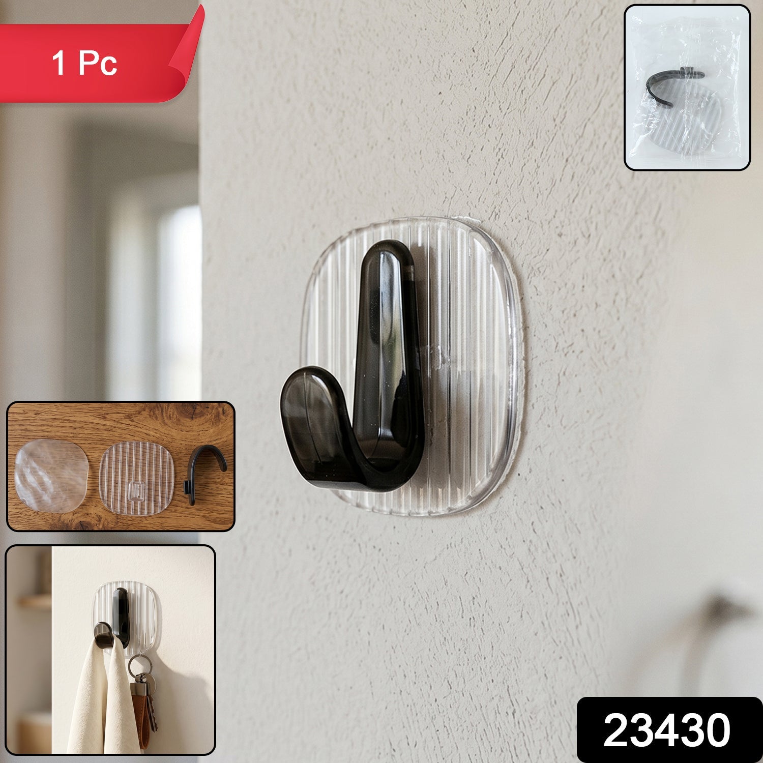 Durable waterproof adhesive wall hook for bathroom and kitchen