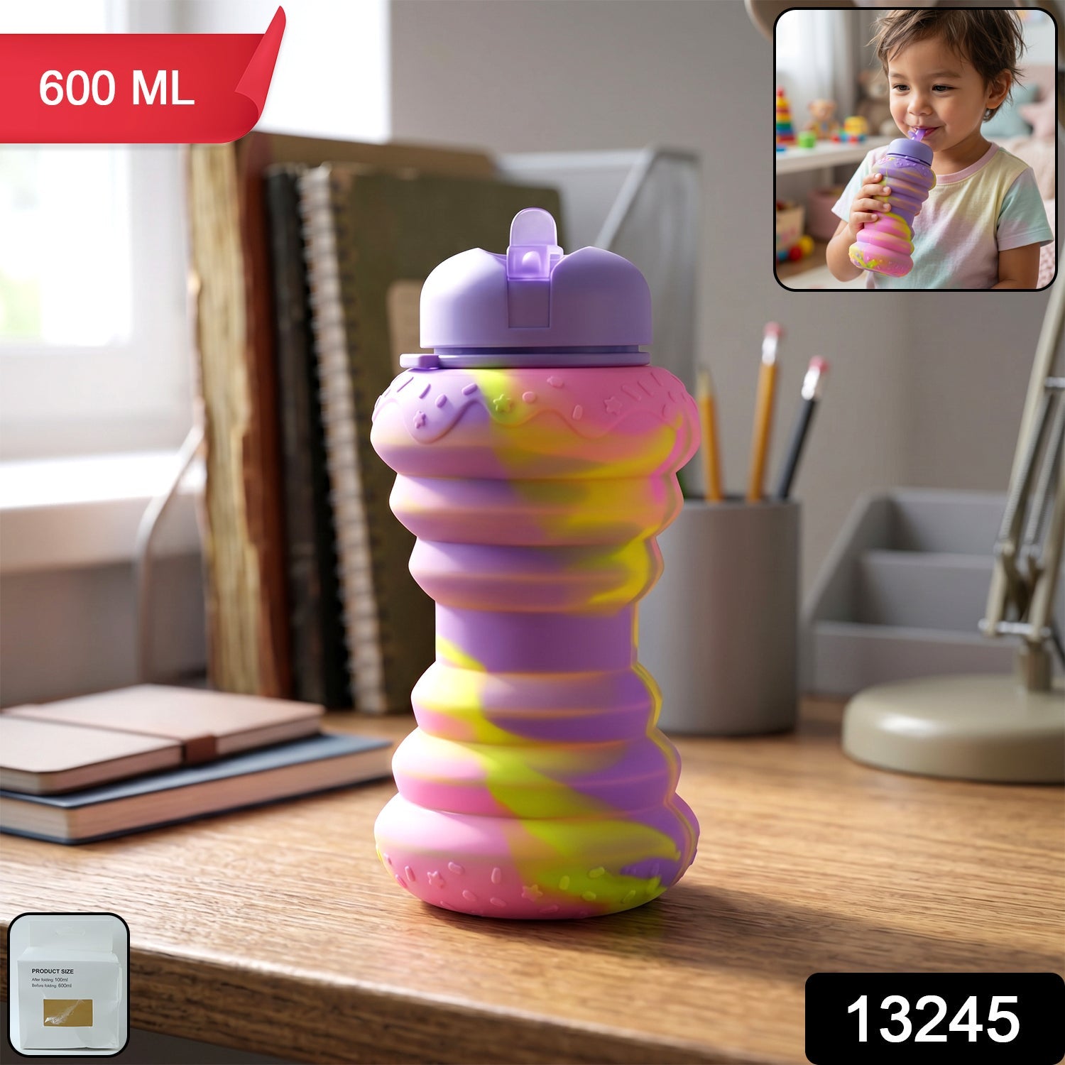  collapsible silicone water bottle for outdoor and travel use