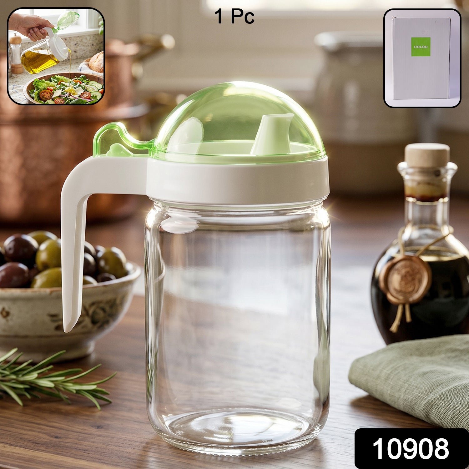 580ml transparent glass oil bottle suitable for kitchen use