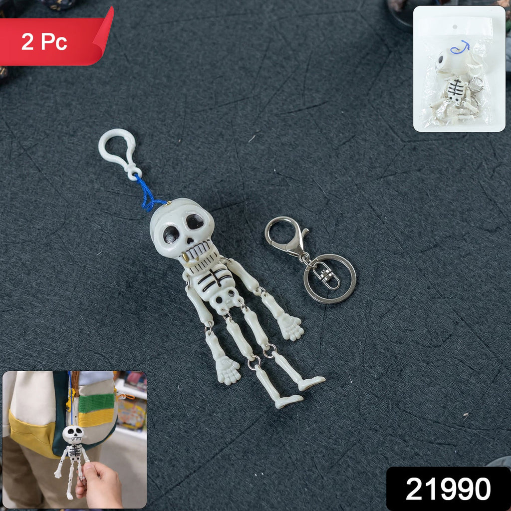 Quirky skeleton keychain toy with metal hook for bags