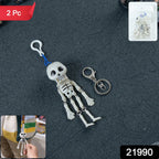 Quirky skeleton keychain toy with metal hook for bags
