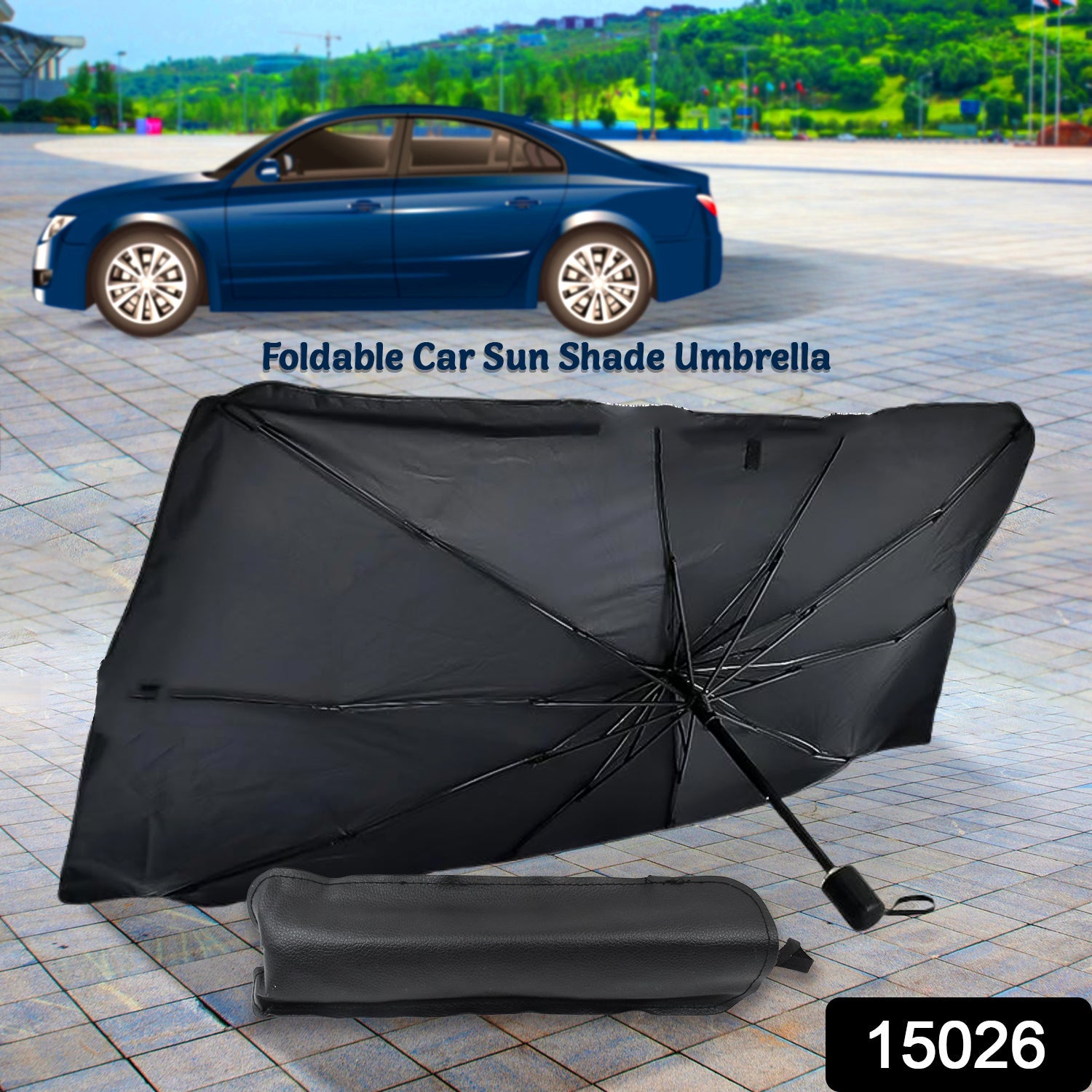 Detail view of the durable material and construction of the Car Windshield Sun Shade.