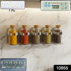 Kitchen spice organizer rack mounted on cabinet door