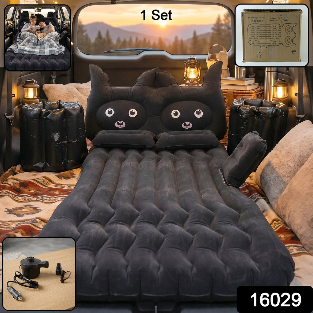 Inflatable car mattress set with electric pump for easy setup