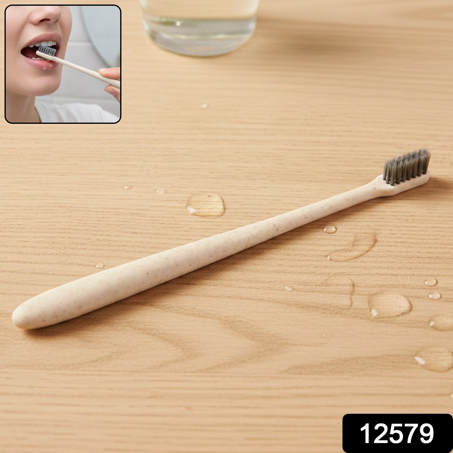Product packaging for the MintGuard Soft-bristle Toothbrush, highlighting eco-friendly features.