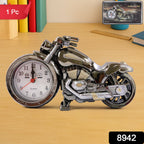 Close-up detailed shot of motorcycle shaped alarm clock showing design