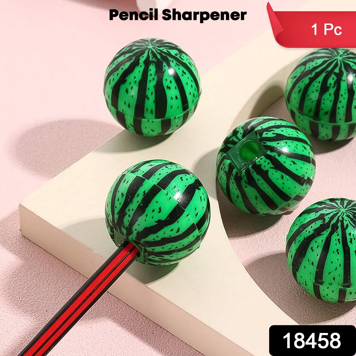 Close-up view of the watermelon pencil sharpener manual blade