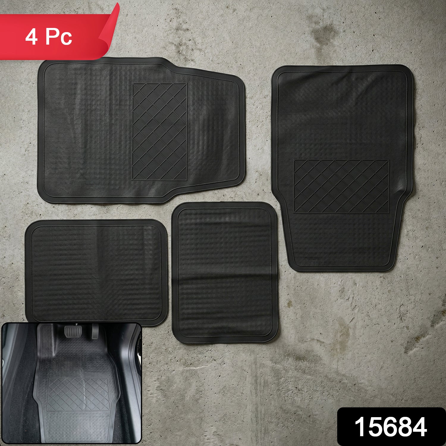 Waterproof anti-slip rubber car mats for front and rear floors