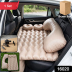 Portable inflatable car mattress with pump setup